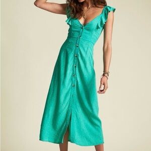 Billabong x Sincerely Jules Green Buttoned Sleeveless Sundress